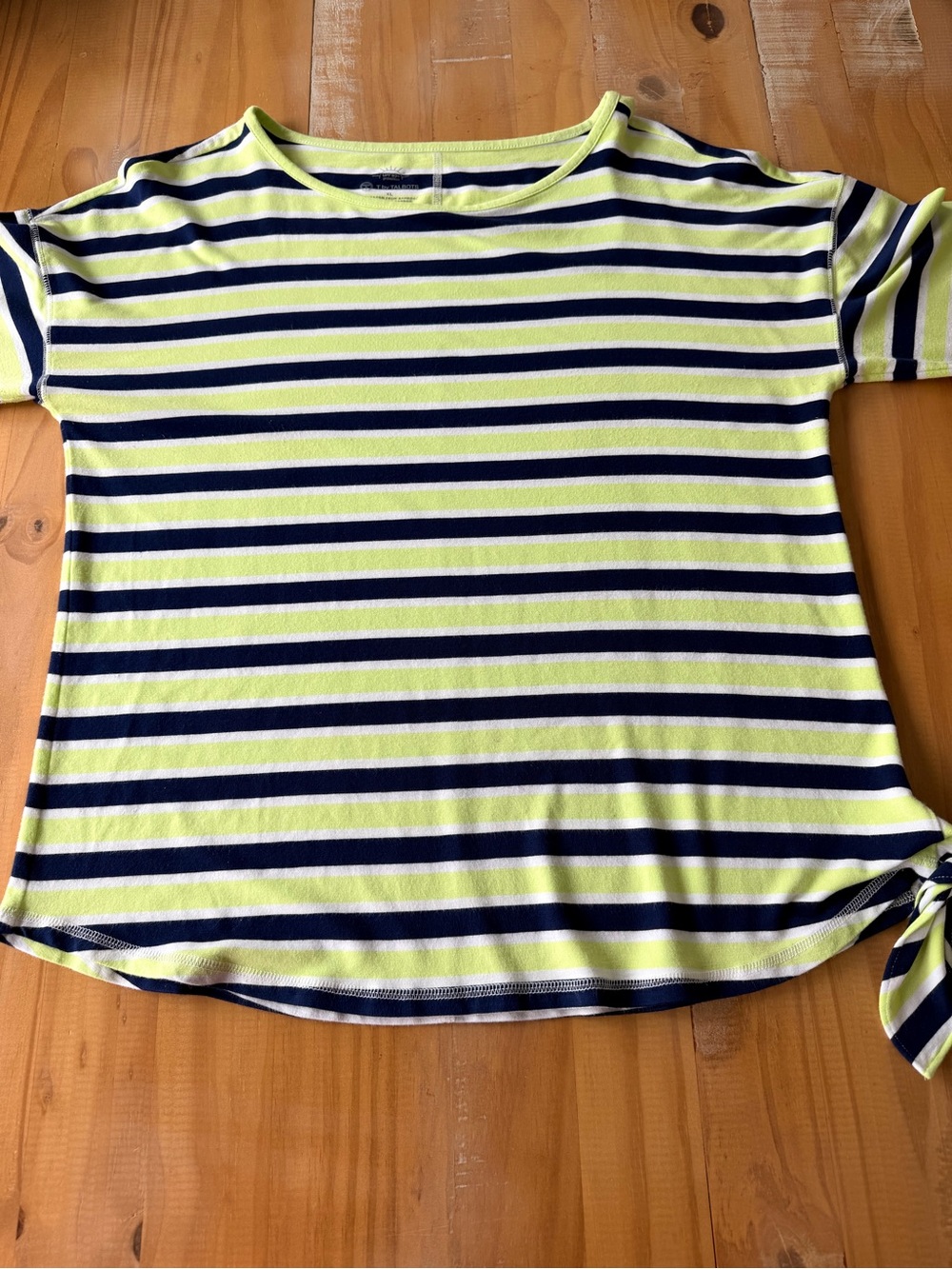 T by Talbots UPF Striped 3/4 Sleeves Tie-Hem Top XL, Beach, Summer, Spring